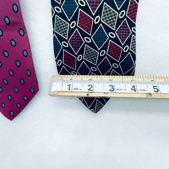 Lot of 2 Christian Dior Necktie All Silk Pink USA/ Bugatti 100% Silk - Picture 10 of 14